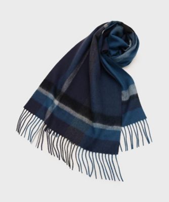 洗えるカシミヤ】 ピュアカシミヤ パネルチェックマフラー