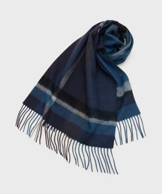 TAKEO KIKUCHI (Men)/タケオキクチ カシミヤ100 パネルチェックマフラー(2002553142) アオ294 ネックウォーマー【三越伊勢丹/公式】