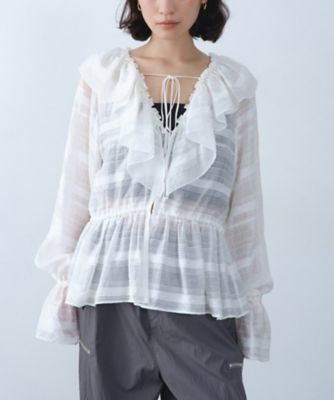 ＜CODE A (Women)＞ｄｒｅａｍ　ｒｕｆｆｌｅ　ｌａｃｅ　ｂｌｏｕｓｅ（２００２５５３１４９）
