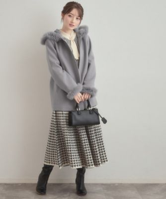 大人可愛い・フード取り外し可能】フードフェイクファー ハーフ丈