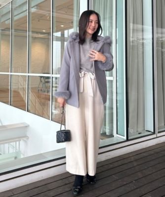 【クチュールブローチ】フードフェイクファー ハーフ丈コート/未使用品/25AW 大人可愛い・フード取り外し可能】フードフェイクファー ハーフ丈