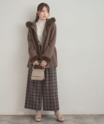 大人可愛い・フード取り外し可能】フードフェイクファー ハーフ丈