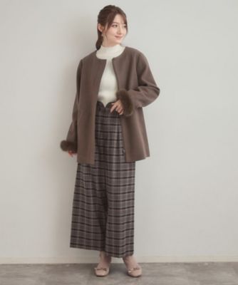 大人可愛い・フード取り外し可能】フードフェイクファー ハーフ丈