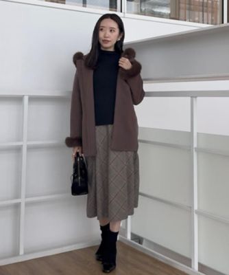 大人可愛い・フード取り外し可能】フードフェイクファー ハーフ丈