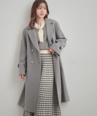 ＜COUTURE BROOCH (Women)＞【大人上品・ベルト付き】パール調ボタンチェスターコート（２００２５５３５７２）