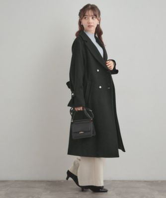 大人上品・ベルト付き】パール調ボタンチェスターコート