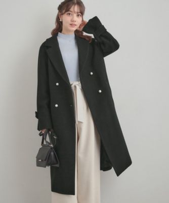 大人上品・ベルト付き】パール調ボタンチェスターコート
