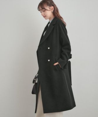 大人上品・ベルト付き】パール調ボタンチェスターコート