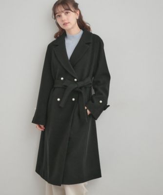 大人上品・ベルト付き】パール調ボタンチェスターコート
