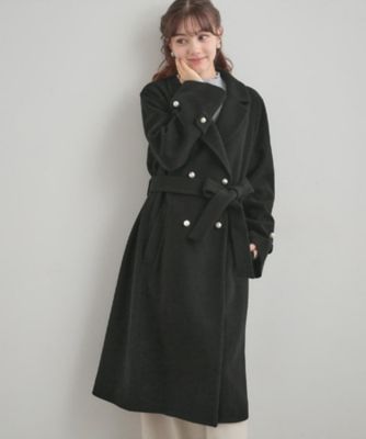 大人上品・ベルト付き】パール調ボタンチェスターコート