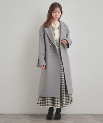大人上品・ベルト付き】パール調ボタンチェスターコート