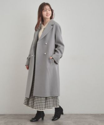 大人上品・ベルト付き】パール調ボタンチェスターコート