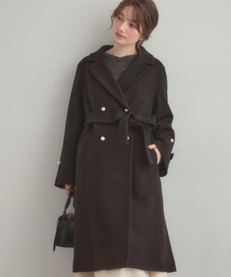 大人上品・ベルト付き】パール調ボタンチェスターコート