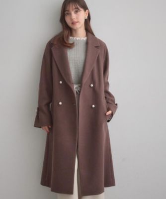 大人上品・ベルト付き】パール調ボタンチェスターコート