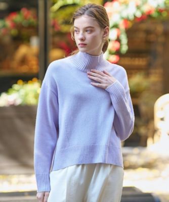 malo（マーロ）“カシミヤ100%”　綺麗なパープル色ニットセーター54 MALO カシミヤ100% セーター イタリア製 malo マーロ イタリア製