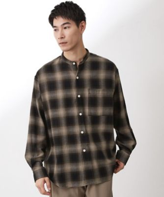 ＜THE SHOP TK (Men)＞オンブレーチェックバンドカラーシャツ　【洗濯機ＯＫ】（２００２５５３６５４）