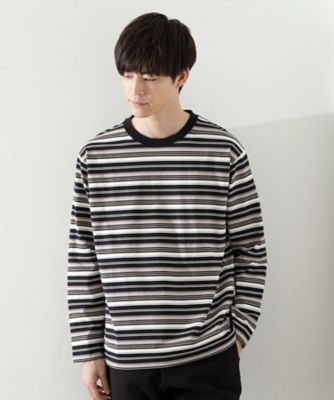 THE SHOP TK (Men)/ザ ショップ ティーケー ランダムボーダー長袖タフTシャツ (2002553661) クロ319 トップス【三越伊勢丹/公式】