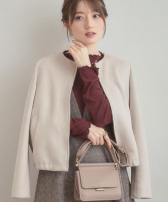 通勤・大人上品】スエード調ダンボール ノーカラージャケット