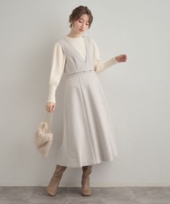 S－LL／通勤】ビット付き スエード調ダンボールジャンスカ