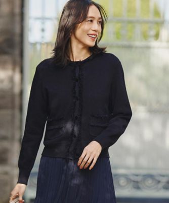 洗える／ジャケット風】ツイードニットカーディガン