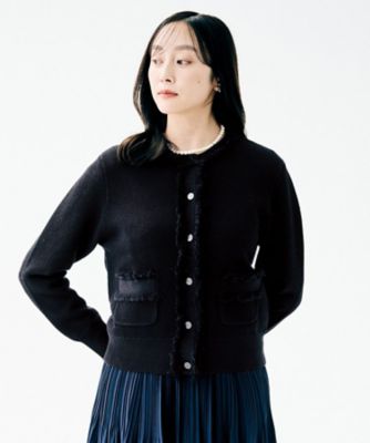 洗える／ジャケット風】ツイードニットカーディガン