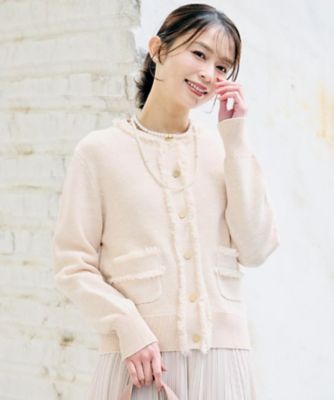 洗える／ジャケット風】ツイードニットカーディガン