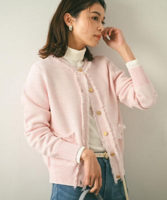 ＜UNTITLED L (Women/大きいサイズ)＞【洗える／ジャケット風】ツイードニットカーディガン（２００２５５３９２３）