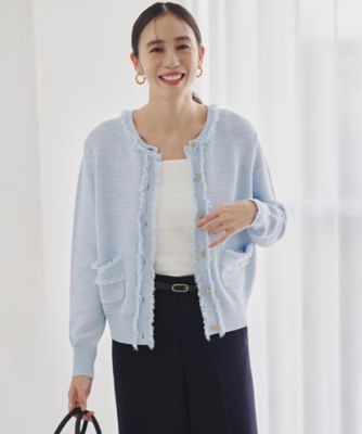 洗える／ジャケット風】ツイードニットカーディガン