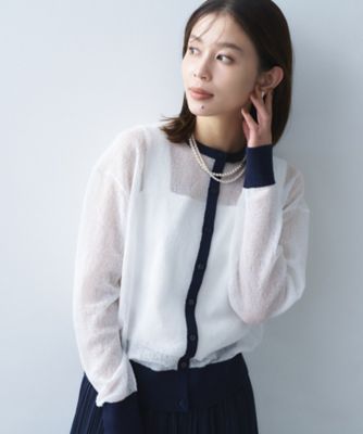 ＜UNTITLED L (Women/大きいサイズ)＞シアーニットカーディガン（２００２５５３９２７）