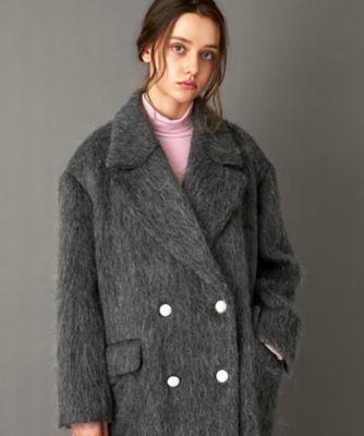 美品【今期】モヘヤMIXシャギーダブルコート セール】モヘヤMIXシャギーダブルコート（その他アウター