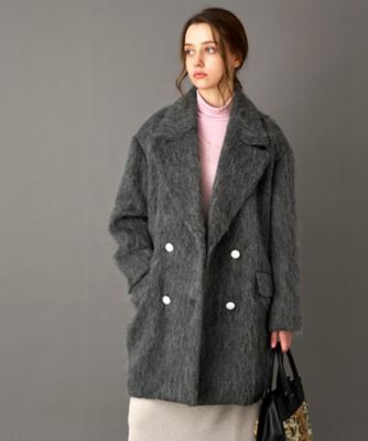 Drawer モヘヤシャギーコート 送料無料】モヘヤ混シャギーチェスターコート