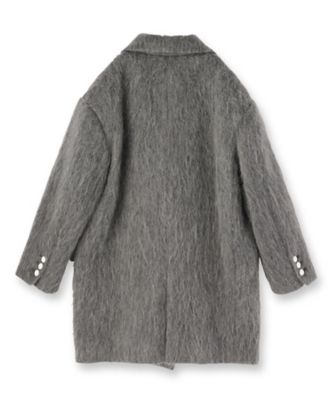 Drawer モヘヤシャギーコート 送料無料】モヘヤ混シャギーチェスターコート