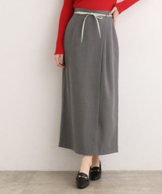 ＜GROVE (Women)＞合成皮革ベルト付きナロースカート（２００２５５４１０１）