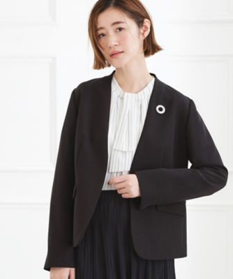 ＜GROVE (Women)＞【マシンウォッシュ／防シワ】Ｗクロスノーカラージャケット（２００２５５４２７４）