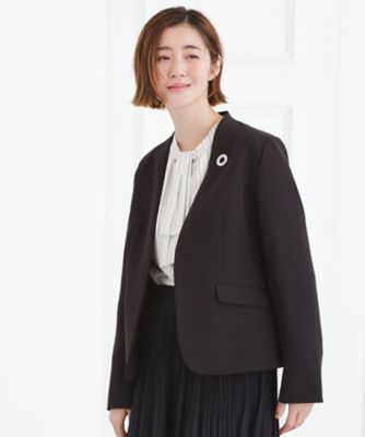 マシンウォッシュ／防シワ】Wクロスノーカラージャケット