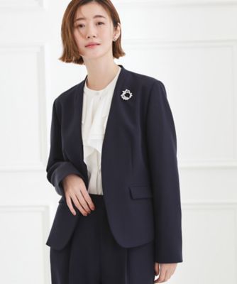 マシンウォッシュ／防シワ】Wクロスノーカラージャケット