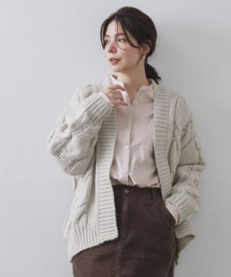 OPAQUE.CLIP (Women)/オペークドットクリップ ケーブルローゲージニットカーディガン(2002554458) グレー012 トップス【三越伊勢丹/公式】