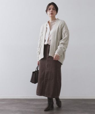 ケーブルローゲージニットカーディガン【洗濯機OK