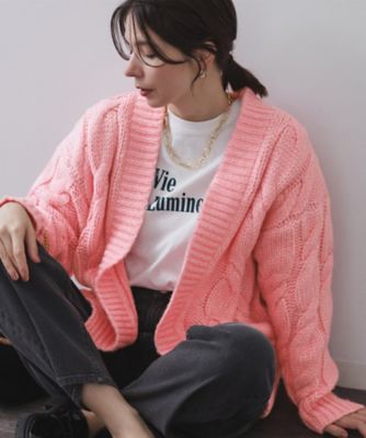 OPAQUE.CLIP (Women)/オペークドットクリップ ケーブルローゲージニットカーディガン(2002554458) ピンク072 トップス【三越伊勢丹/公式】