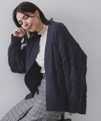 OPAQUE.CLIP (Women)/オペークドットクリップ ケーブルローゲージニットカーディガン(2002554458) アオ094 トップス【三越伊勢丹/公式】