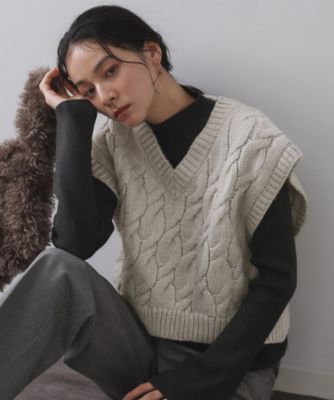 OPAQUE.CLIP (Women)/オペークドットクリップ ケーブルローゲージベスト(2002554474) グレー012 トップス【三越伊勢丹/公式】