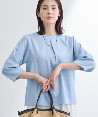 ＜INDIVI L (Women/大きいサイズ)＞【洗える／ＵＶケア／ＳＥＴＵＰ可能】デニムライク　ランタン袖ブラウス（２００２５５４６０１）