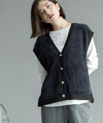 OPAQUE.CLIP (Women)/オペークドットクリップ フェザーヤーンニットベスト【洗濯機OK/抗ピル】(2002555060) グレー014 トップス【三越伊勢丹/公式】