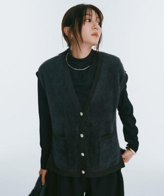 ニットベスト フェザーヤーンニットベスト【洗濯機OK／抗ピル