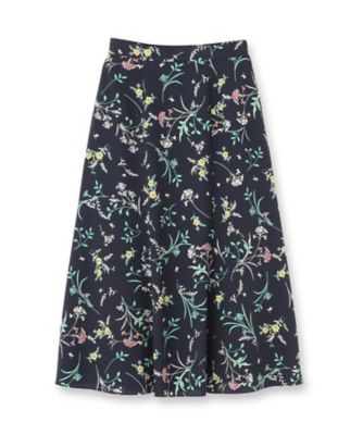 SETUP可能】モダンフラワー柄フレアスカート