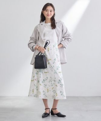 SETUP可能】モダンフラワー柄フレアスカート