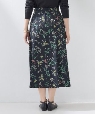 SETUP可能】モダンフラワー柄フレアスカート