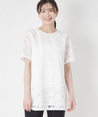 ＜CORDIER (Women)＞【Ｍ～４Ｌサイズ／洗える】華やかレースチュニックプルオーバージャージ（２００２５５５１８０）