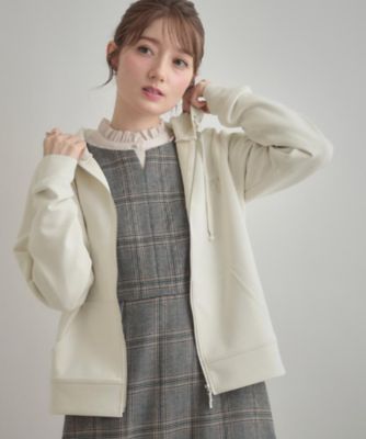 ＜COUTURE BROOCH (Women)＞【マシンウォッシャブル・ＵＶケア・大人可愛い】リボン刺繍ダンボールＺＩＰフーディ（２００２５５５５９５）