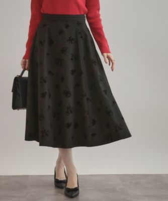 ＜COUTURE BROOCH (Women)＞【美シルエット・通勤】フロッキーフラワープリントスカート（２００２５５５５９６）